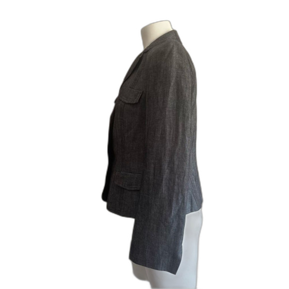 Calvin Klein Linen Blend Gray Jacket Blazer 10 Petite 10P - Picture 6 of 8